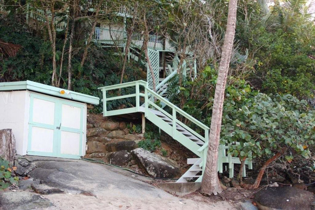 Stairs from beach to house