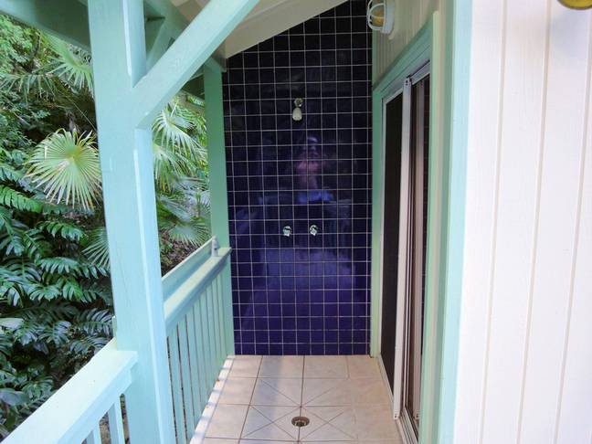 Outdoor shower upstairs cottage